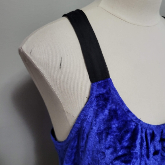 Mudd royal blue velvet chiffon trim tank size large - Picture 2 of 6